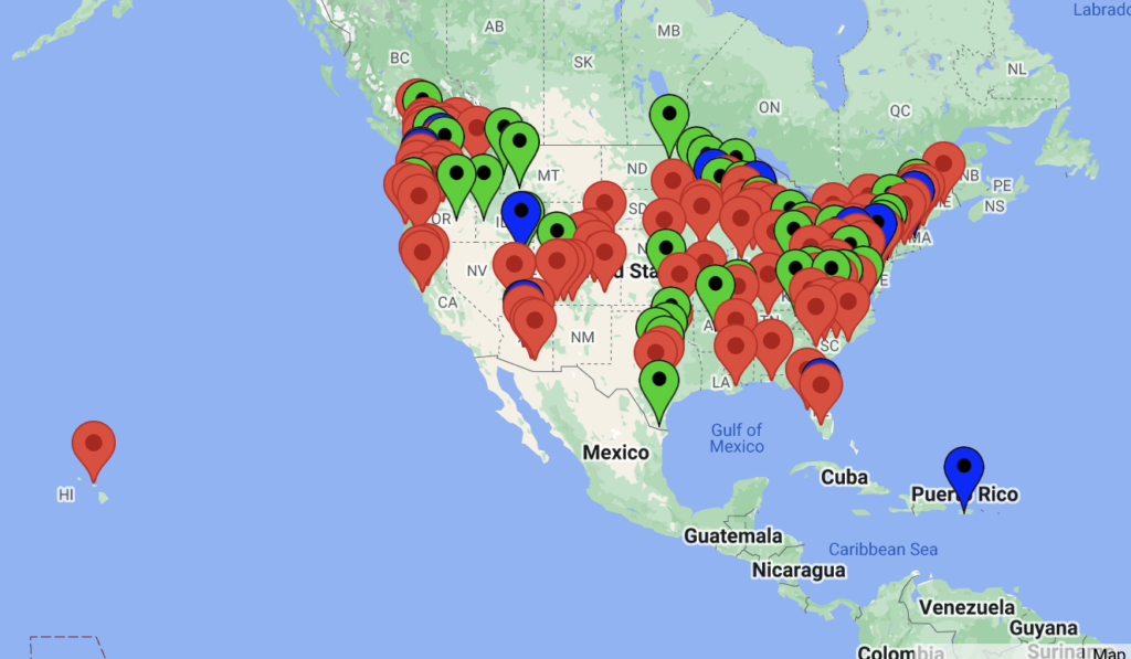 Map of sites providing integrated care services.